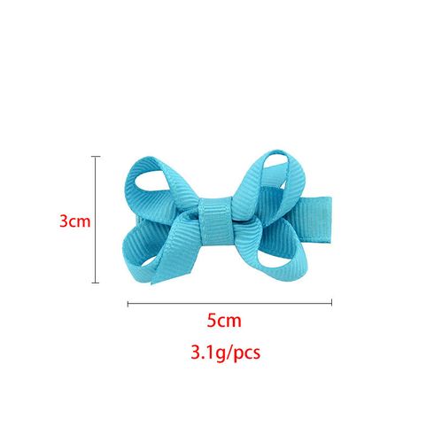 12-pack Plain Ribbed Bow Hair Clips for Girls Turquoise big image 2