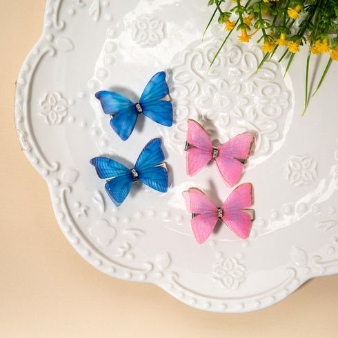 2-pack Rhinestones Butterfly Decor Hair Clip for Girls Light Pink big image 2
