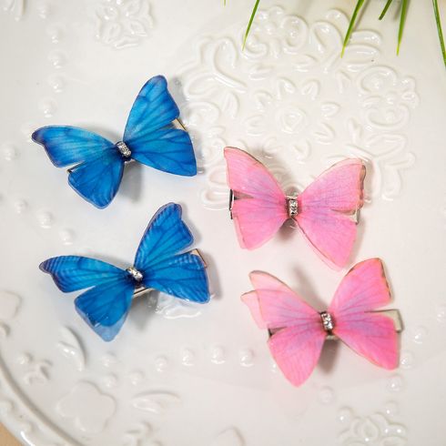 2-pack Rhinestones Butterfly Decor Hair Clip for Girls Light Pink big image 3
