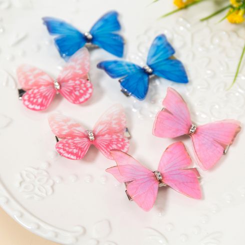 2-pack Rhinestones Butterfly Decor Hair Clip for Girls Light Pink big image 7