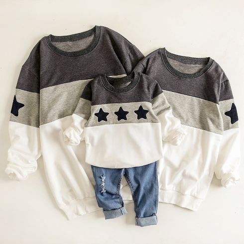 Classic Star Print Colorblock Family Matching Sweatshirts(Without Pants)