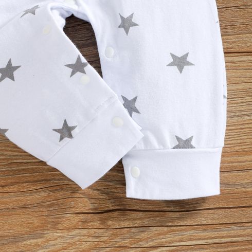 Baby Boy/Girl 95% Cotton Long-sleeve Love Heart Letter Print Stars/Striped Jumpsuit White big image 3