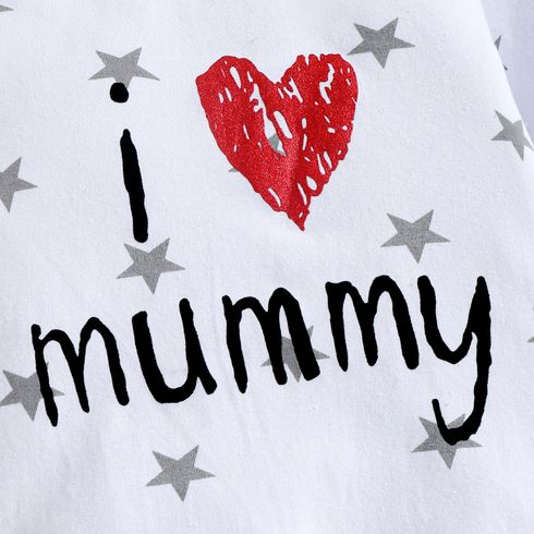 Baby Boy/Girl 95% Cotton Long-sleeve Love Heart Letter Print Stars/Striped Jumpsuit White big image 4