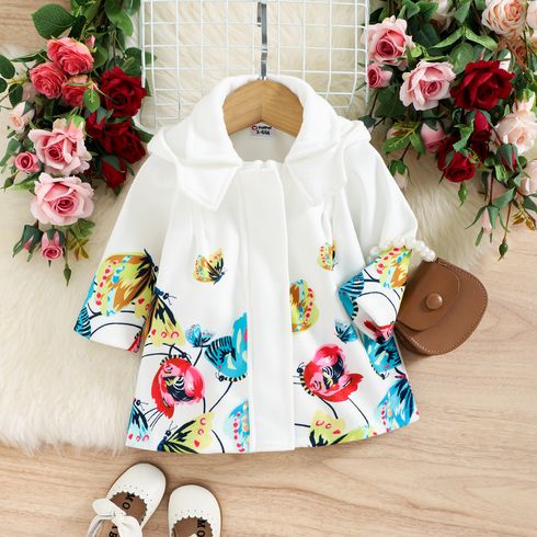 Baby Girl Allover Butterfly Print Long-sleeve Hooded Jacket