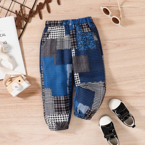 Toddler Boy Trendy Houndstooth Colorblock Elasticized Pants