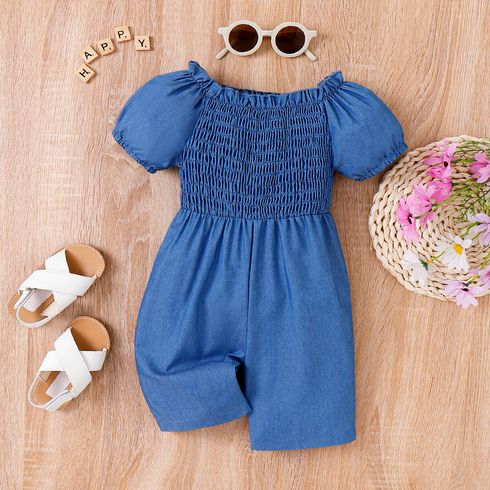 Toddler Girl Sweet Blue Smocked Jumpsuit