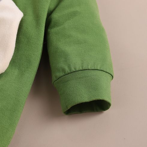Donkey Embroidery 3D Ear Design Long-sleeve Green Baby Jumpsuit Green big image 6