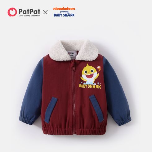 Baby Shark Baby Boy Cotton Colorblock Velvet Collar Coat