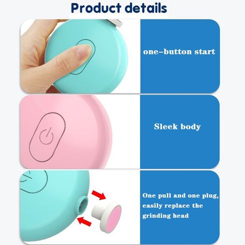 Baby Electric Nail Trimmer Newborn Electric Nail Polisher Nail File Drill Safety Cutter Trimmer Clipper for Toes and Fingers Pink big image 6