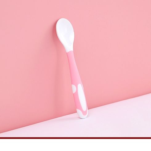 1pc/2pcs Baby Fruit Puree Scraper Spoon Mud Scraping Spoon with Teeth Baby Tableware Supplement Food Feeding Dishes Supplement Tools Pink big image 1
