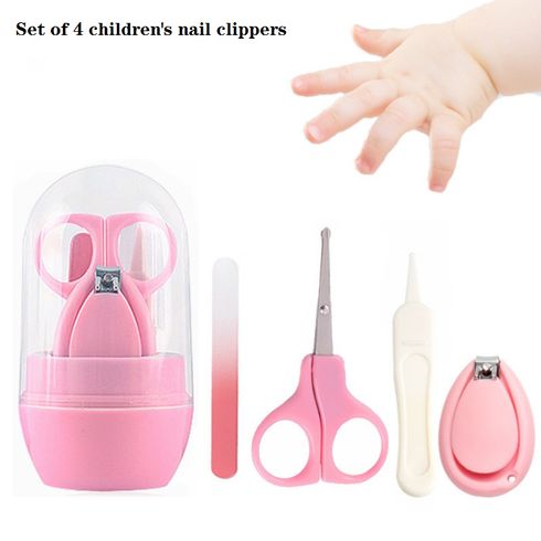 4-pack Baby Nail Kit Nail Clippers Scissors Nail File Tweezer Newborn Infant Toddler Nail Care Set with Case
