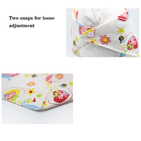 100% Cotton Baby Triangle Saliva Towel Allover Print Snap Button Adjustable Bibs Blue big image 4