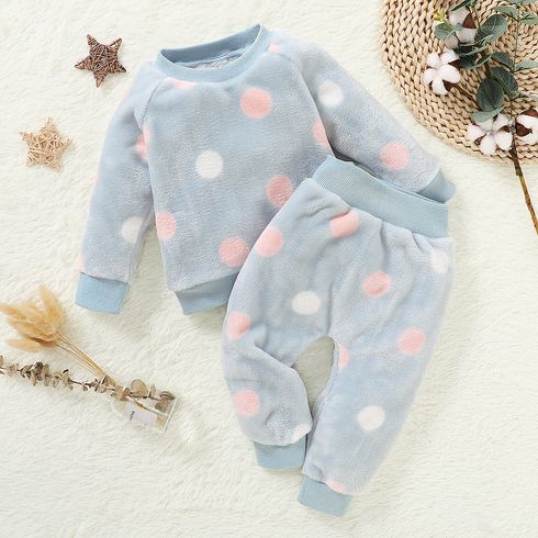 2pcs Polka dots Print Long-sleeve Baby Set