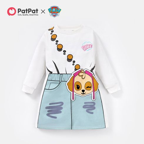 PAW Patrol Toddler Girl Character Skye Print Colorblock Cotton Long-sleeve Dress