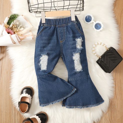 Toddler Girl Ripped Denim Cotton Flared Jeans