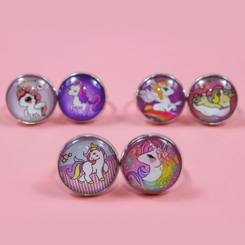 2-pack Time Gemstone Unicorn Rings Jewelry Adjustable Rings for Girls