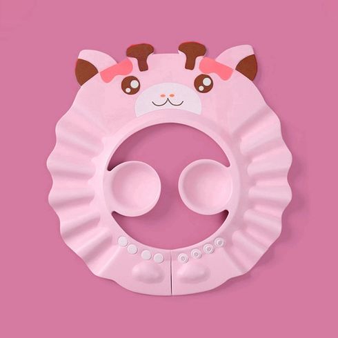 baby shower caps shampoo cap lavaggio dei capelli bambini visiera da bagno cappelli scudo regolabile protezione per le orecchie impermeabile occhi bambini cappelli infantili Rosa big image 1