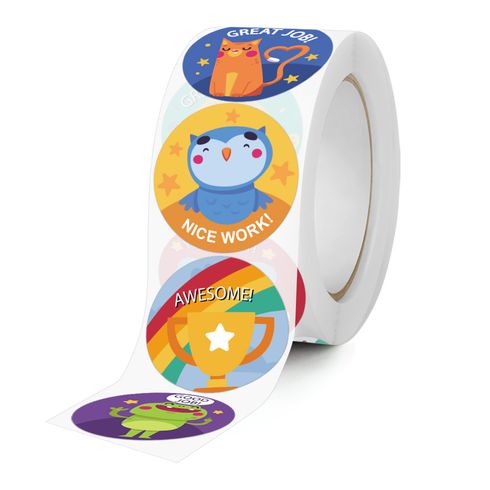 Cute Stickers Labels Roll Round Cartoon Labels for Envelope Seals Stickers Cards Gift Boxes Decoration White big image 2
