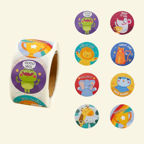 Cute Stickers Labels Roll Round Cartoon Labels for Envelope Seals Stickers Cards Gift Boxes Decoration White big image 6