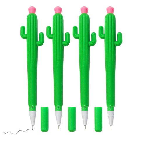 4-pack Cactus Shaped Gel Pens Creative Gifts Black Ink Cacti Pen Cute Saguaro Gel Ink Pens Ball Point Pens for Office School Supplies Prize Student Creative Gift Pink big image 9