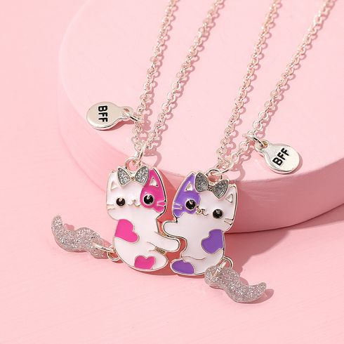 2pcs Toddler/Kid Cute Cat Pattern Magnets Attract Necklace