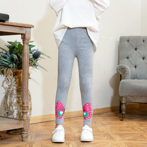 enfant fille papillon imprimé polaire doublé pois/leggings de couleur unie Gris big image 2