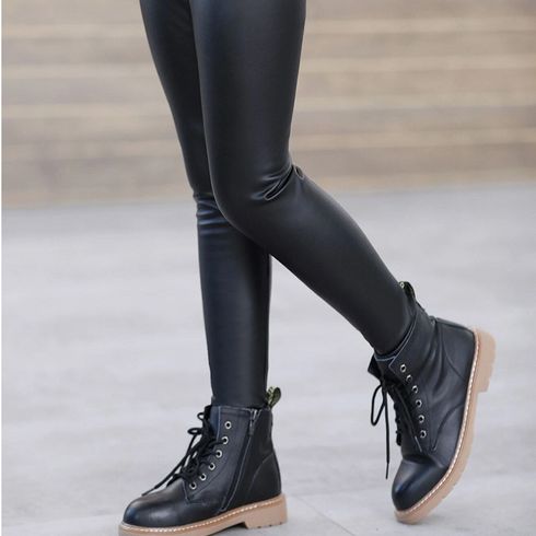 Toddler Girl Basic Faux Leather Black PU Leggings