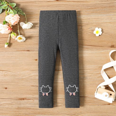 Toddler Girl Cat Embroidered Bowknot Design Elasticized Leggings