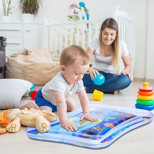 Baby Play Game Mat Summer Inflatable Water Mat for Babies Safety Cushion Ice Mat Fun Activity Playmat Early Education Kids Toys Turquoise big image 2