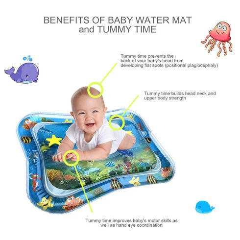 Baby Play Game Mat Summer Inflatable Water Mat for Babies Safety Cushion Ice Mat Fun Activity Playmat Early Education Kids Toys Turquoise big image 3