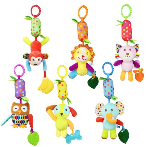 Brinquedos de chocalho de dentição pendurados para bebês, brinquedos de carrinho de bebê de atividades suaves, forma de animal para bebês, meninas, meninos
