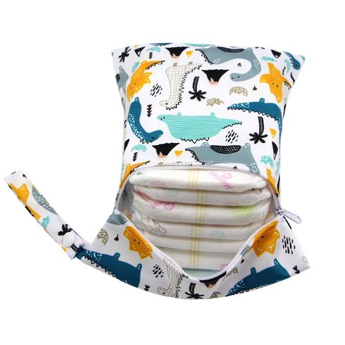 Baby Cloth Diaper Wet Dry Bag Reusable Waterproof Portable Diaper Organizer for Stroller Travel Beach Pool Outdoor Mint Green big image 4