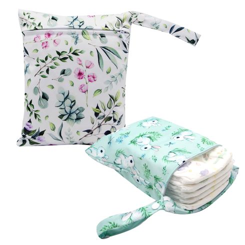 borsa per pannolini di stoffa borsa portatile impermeabile bagnata asciutta per passeggino da spiaggia da viaggio Verde big image 1