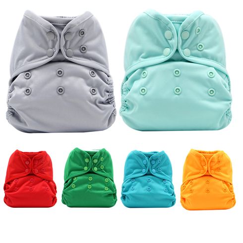 Solid Cloth Diaper Waterproof Baby Washable Diapers Reusable Cloth Nappies Green big image 2