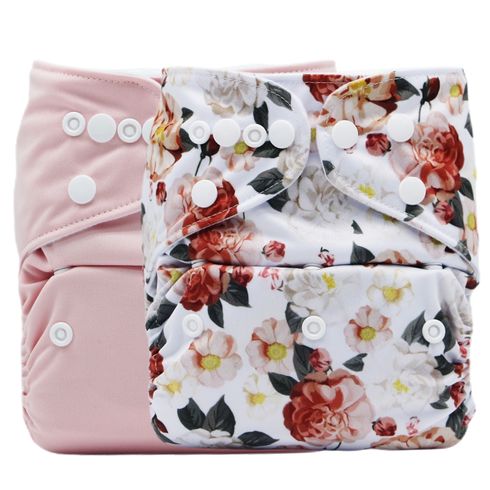 Baby Snap Cloth Diapers Allover Floral Print One Size Adjustable Reusable Waterproof Diaper