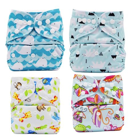 Cartoon Baby Washable Adjustable Cloth Diaper Waterproof Breathable Eco-friendly Diaper Color-A big image 1
