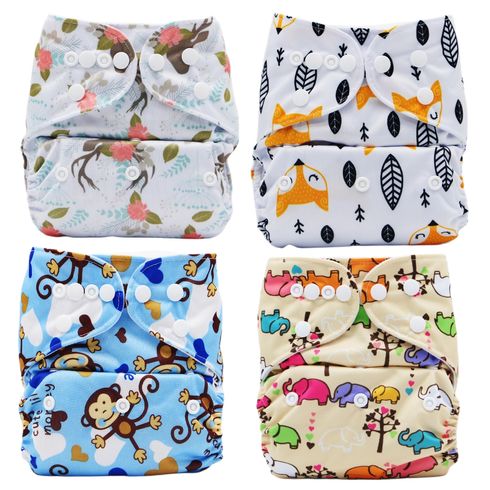 Baby Cartoon Cloth Diaper Washable Adjustable Waterproof Breathable Eco-friendly Diaper Color-A big image 1
