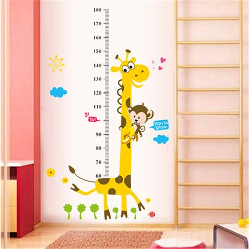 Giraffe and Monkey Height Chart Wall Sticker