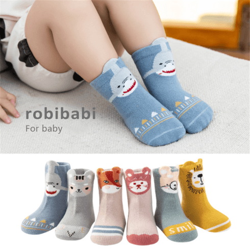 Baby Contrast Striped Cartoon Socks