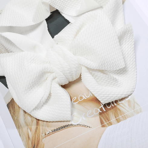 Bow Decor Textured Cloth Headband for Girls White big image 4