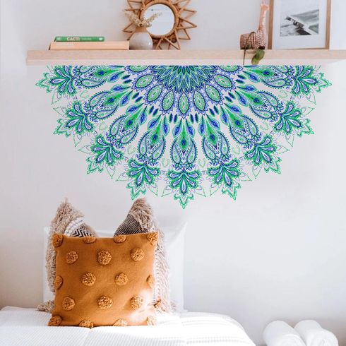 Half Mandala Wall Sticker Wall Decal Background Wall Art Decal Decor for Living Room Bedroom TV Background Decoration