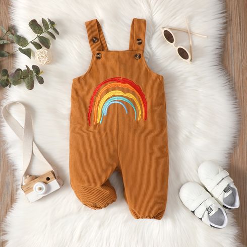 Baby Boy Rainbow Embroidered Corduroy Overalls