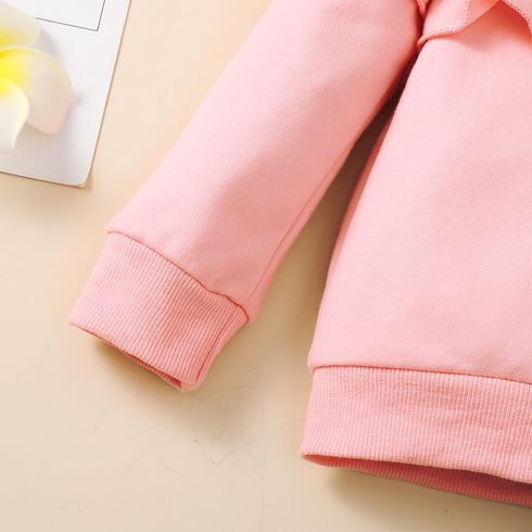 2pcs Toddler Girl Sweet Leopard Print Ruffled Pink Sweatshirt and Pants Set Pink big image 5