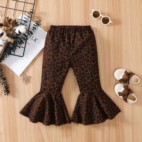 Toddler Girl Trendy 100% Cotton Leopard Print Flared Pants