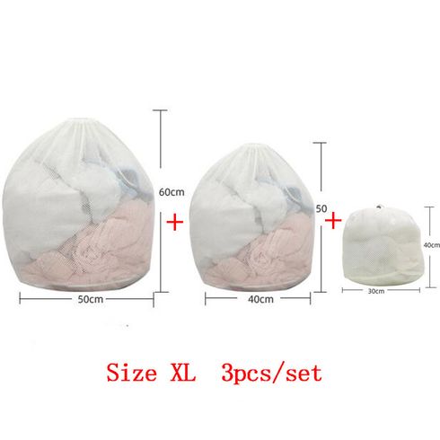 1pc/3pcs Mesh Laundry Bag with Drawstring, Bra Underwear Products Household Cleaning Tools Accessories Laundry Wash Care White big image 8