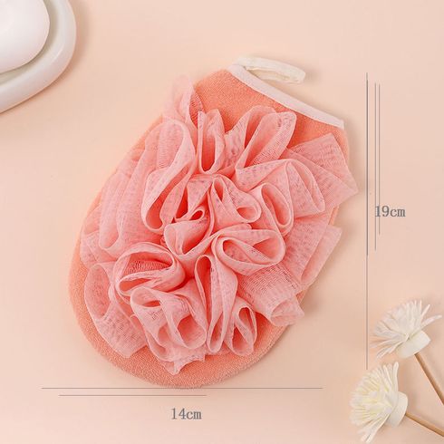 2 In 1 Exfoliating Mitts Towels Bath Pouf Mesh Brushes Bath Bathroom Accessories Pink big image 1