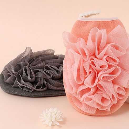 2 In 1 Exfoliating Mitts Towels Bath Pouf Mesh Brushes Bath Bathroom Accessories Pink big image 2