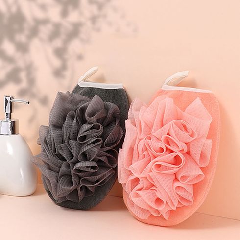 2 In 1 Exfoliating Mitts Towels Bath Pouf Mesh Brushes Bath Bathroom Accessories Pink big image 3