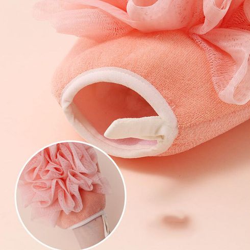 2 In 1 Exfoliating Mitts Towels Bath Pouf Mesh Brushes Bath Bathroom Accessories Pink big image 8