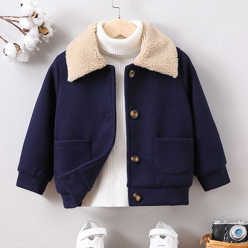 Toddler Boy Classic Fleece Splice Lapel Collar Coat